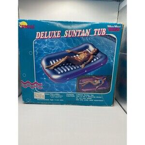 Vintage 1994 Inflatable Pool Lounger Raft NOS Suntan Tub Float Retro Beach